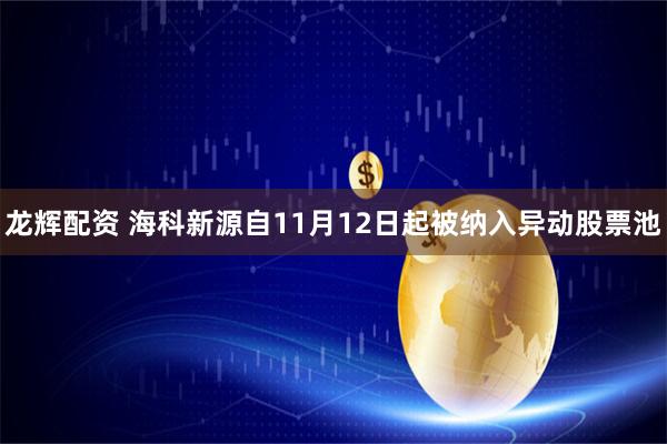龙辉配资 海科新源自11月12日起被纳入异动股票池