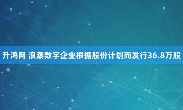 升鸿网 浪潮数字企业根据股份计划而发行36.8万股